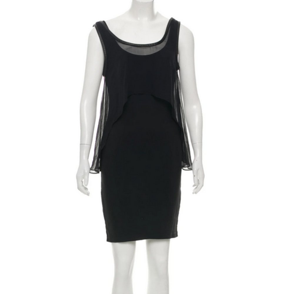 elizabeth and james leather dress NWT Elizabeth & James Size 4 Dress Black Leather Ponte Moto Women's